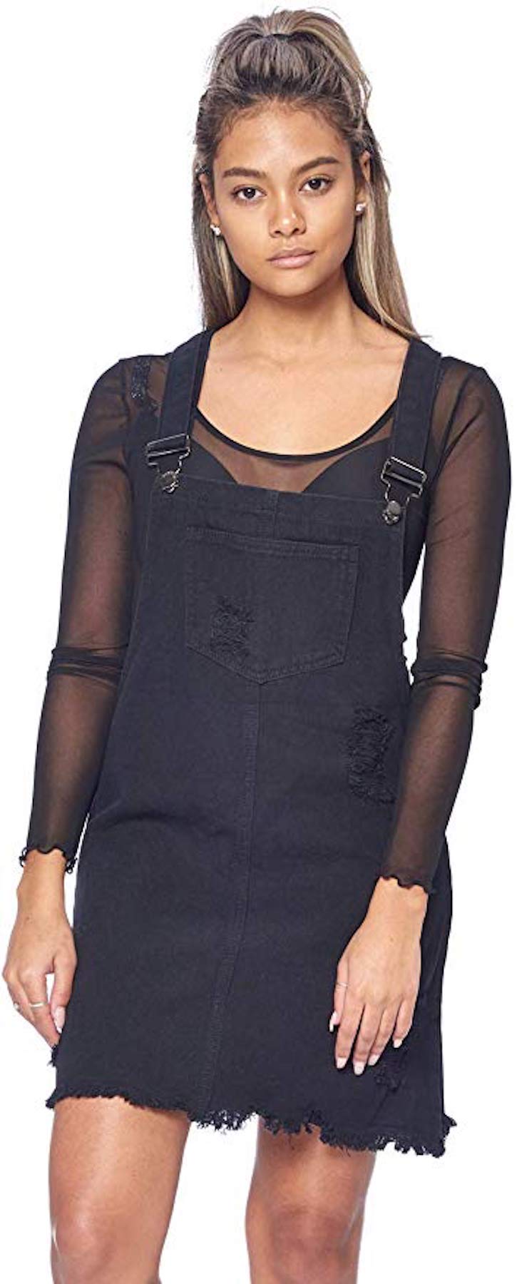 Love Moda Women's Casual Denim Distressed Overall Dress - Size Small to 3X
