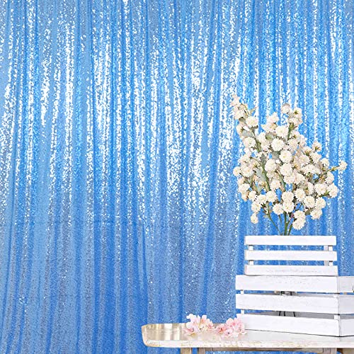 ShinyBeauty Sequin Backdrop Baby Blue 10FTx10FT Backdop for Photograph Light Blue Wedding Backdrop 10FT Photo Booth Backdrop Glitter Backdrop for Birthday Party Shimmer Wall Shimmer Fabric Background