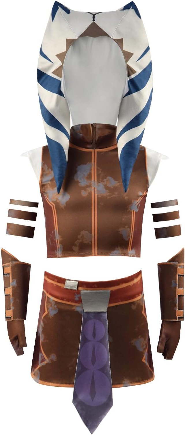 Kids Tano Costume Suit Girls Jedi Tales Warrior Cosplay Uniform Full Set Halloween Outfit