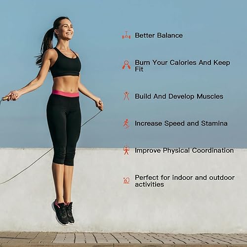 Miniatura 6 de Cuerda de saltar rápida ajustable sin enredos, cuerda de salto de velocidad con rodamiento de bolas para mujeres, hombres y niños con asas de espuma