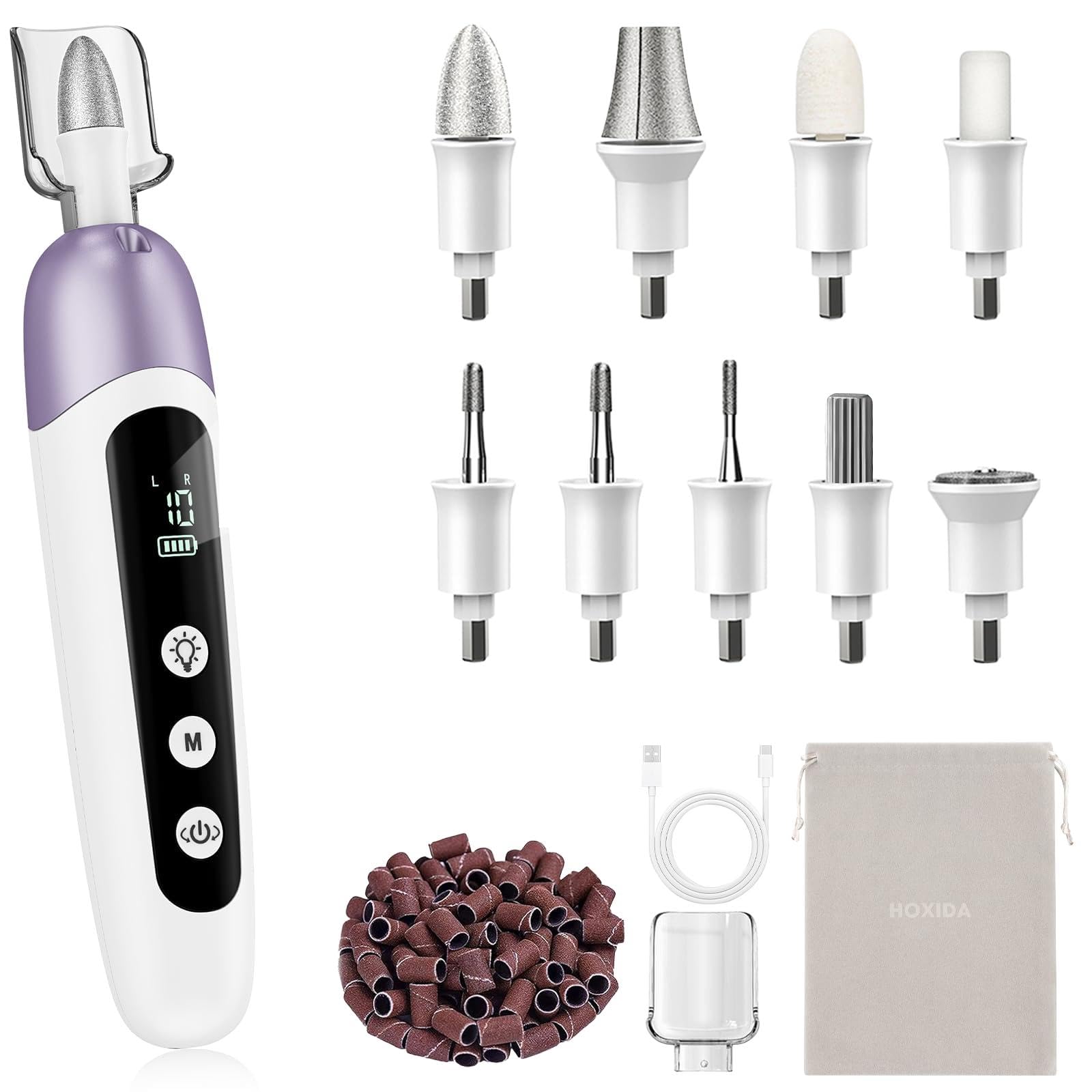 Professional Manicure Pedicure Kit with Memory Modes, Cordless Electric Nail File Set 10 Speed Portable Nail Drill Machine, Pedicure Tools for feet,