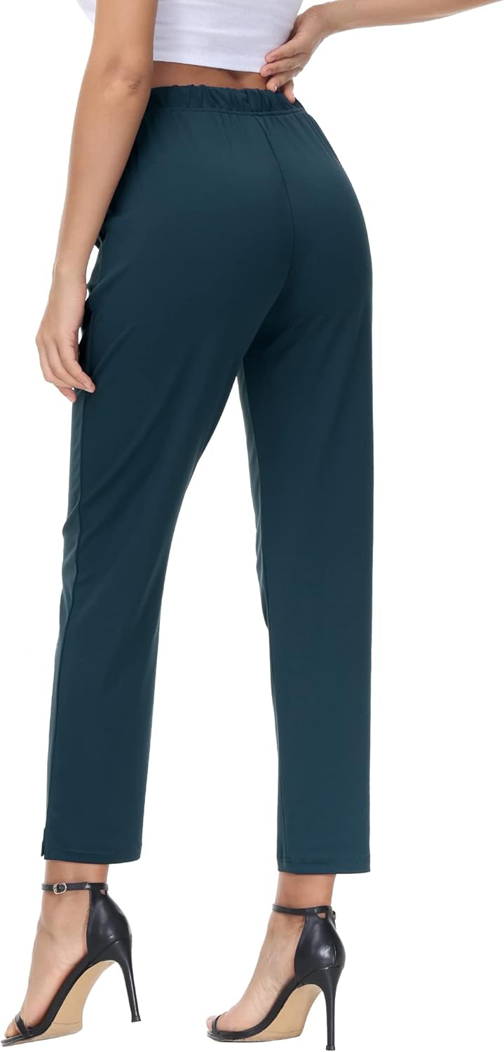 COZZIPLUS Women's Lightweight Capri Pants with Pockets, High Waist Wide Leg Quick-Dry Cropped Pants for Yoga & Travel