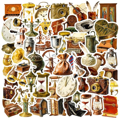 50 Pcs Vintage Home Stickers, Retro Household Decor Stickers, Waterproof Aesthetic Vinyl Decals for Laptop, Water Bottle, Journal, Scrapbooking, Adults & Teens