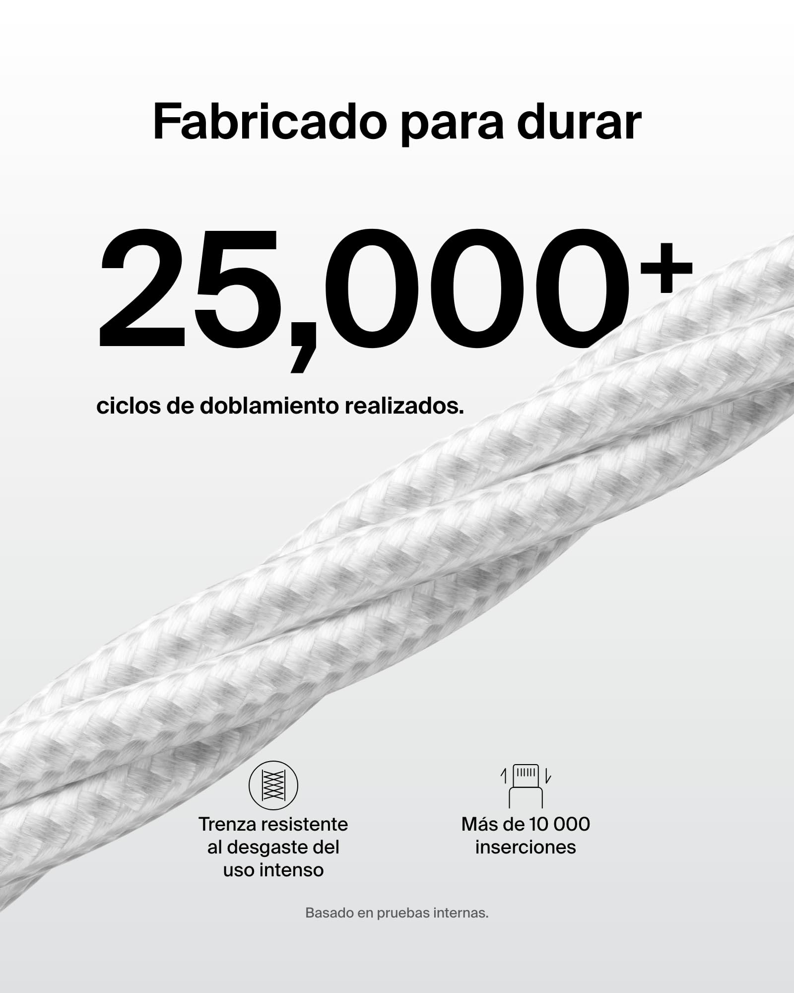 Belkin Paquete de 2 Cables Trenzados USB-A a USB-C de 1,5 m (15 W), carga rápida, cables de alimentación flexibles USB tipo C para iPhone 17 y 16, Galaxy S25, Pixel 10, iPad Pro y otros, Blanco