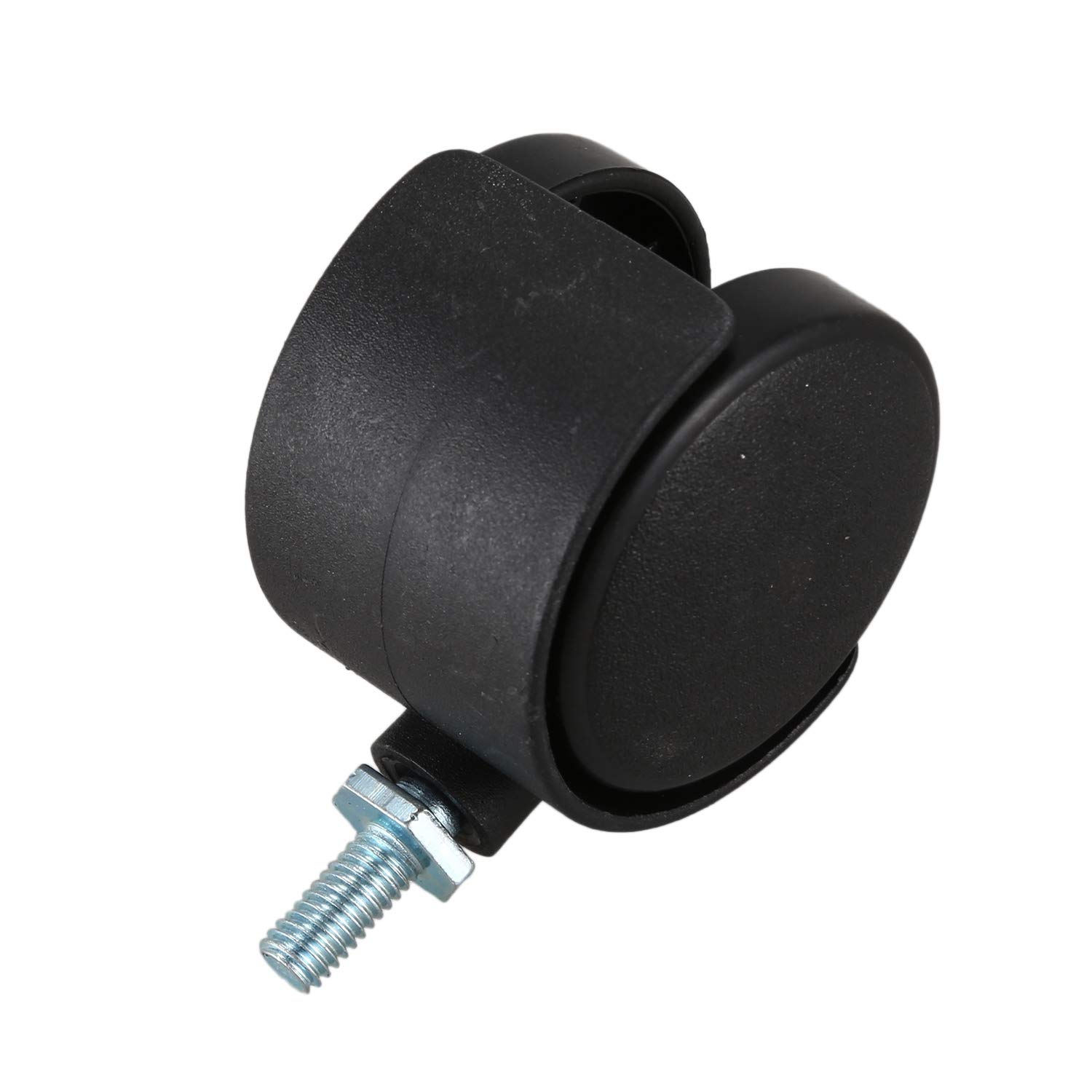 Drehbare Rolle mit Doppelrad, 6 mm Gewinde, 40 mm, Schwarz