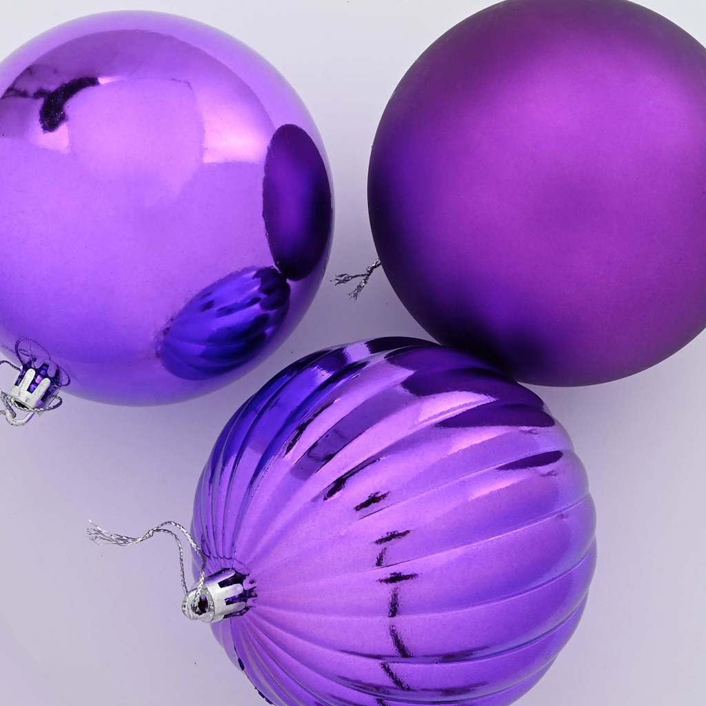 Weihnachtskugelset XL 9 pcs Lila Kunststoff | Bruchsicher, Leicht, Vielseitig für Baum oder Kranz, Pflegeleicht mit feuchtem Tuch
