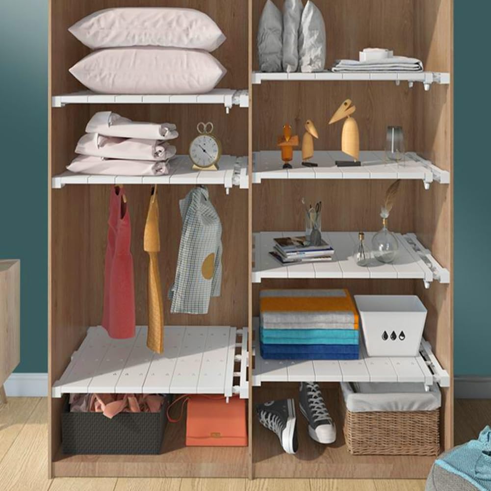 Estantes Ajustables para Armario, 35 cm, Extensible, Barra de sujeción Ajustable, Estante Organizador de Armario para Cocina, baño, Armario, Longitud 38-60 cm