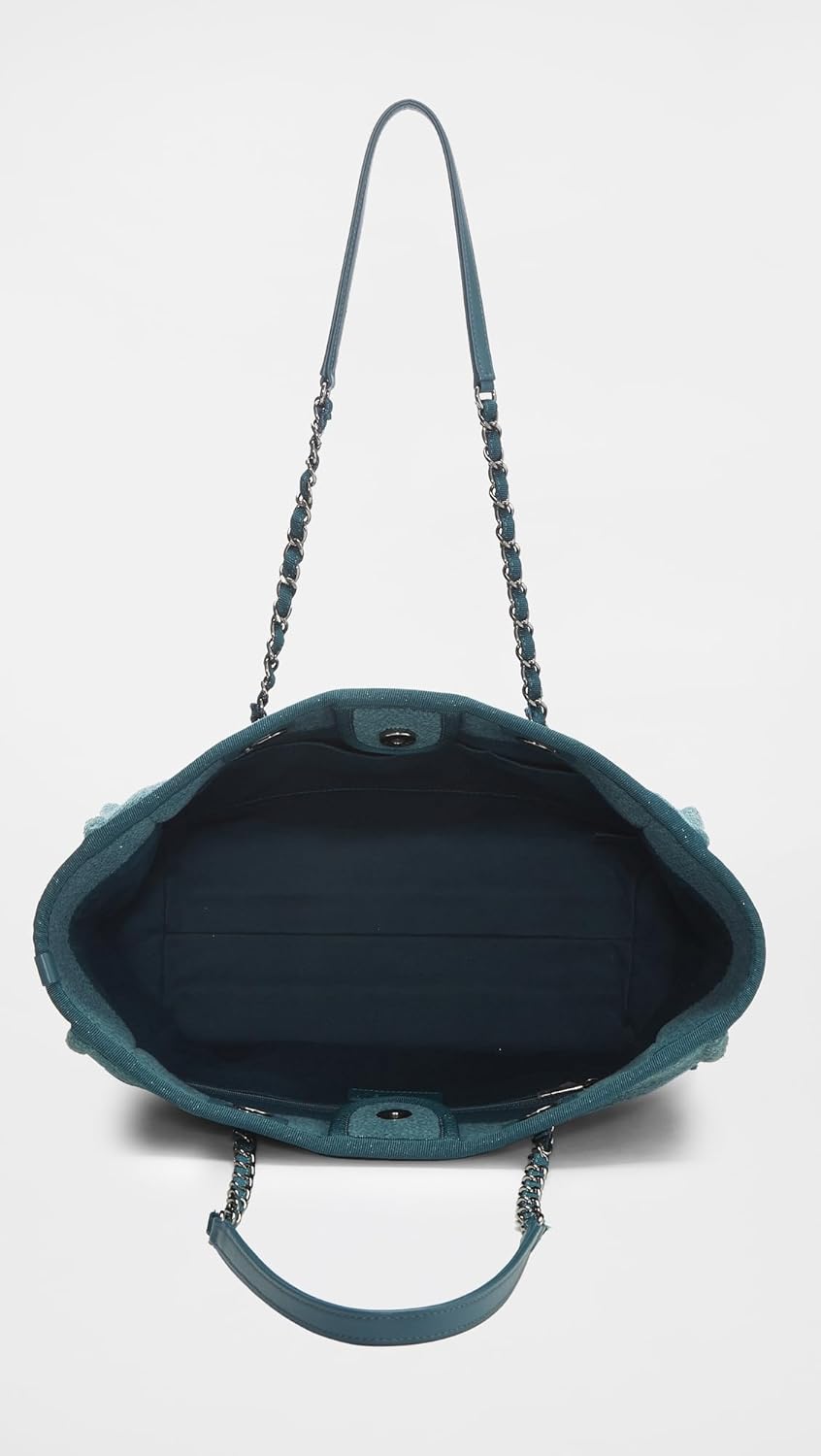 CHANEL Women's Pre-Loved Green Boucle Deauville Small Tote - Image 5