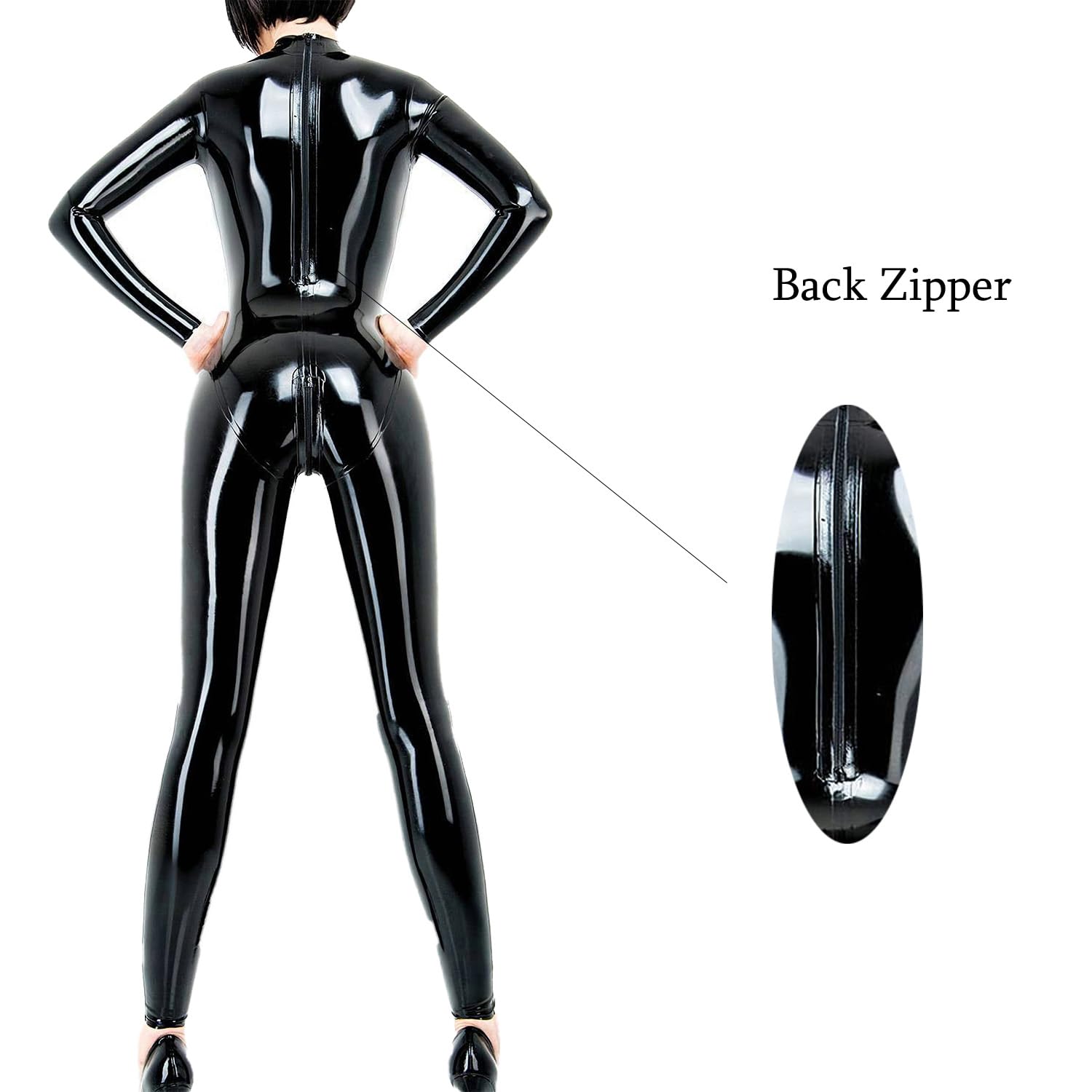 Combinaison en Latex pour Femme avec Fermeture éclair à L'entrejambe,Body en Latex avec dans le dos Fermeture éclair
