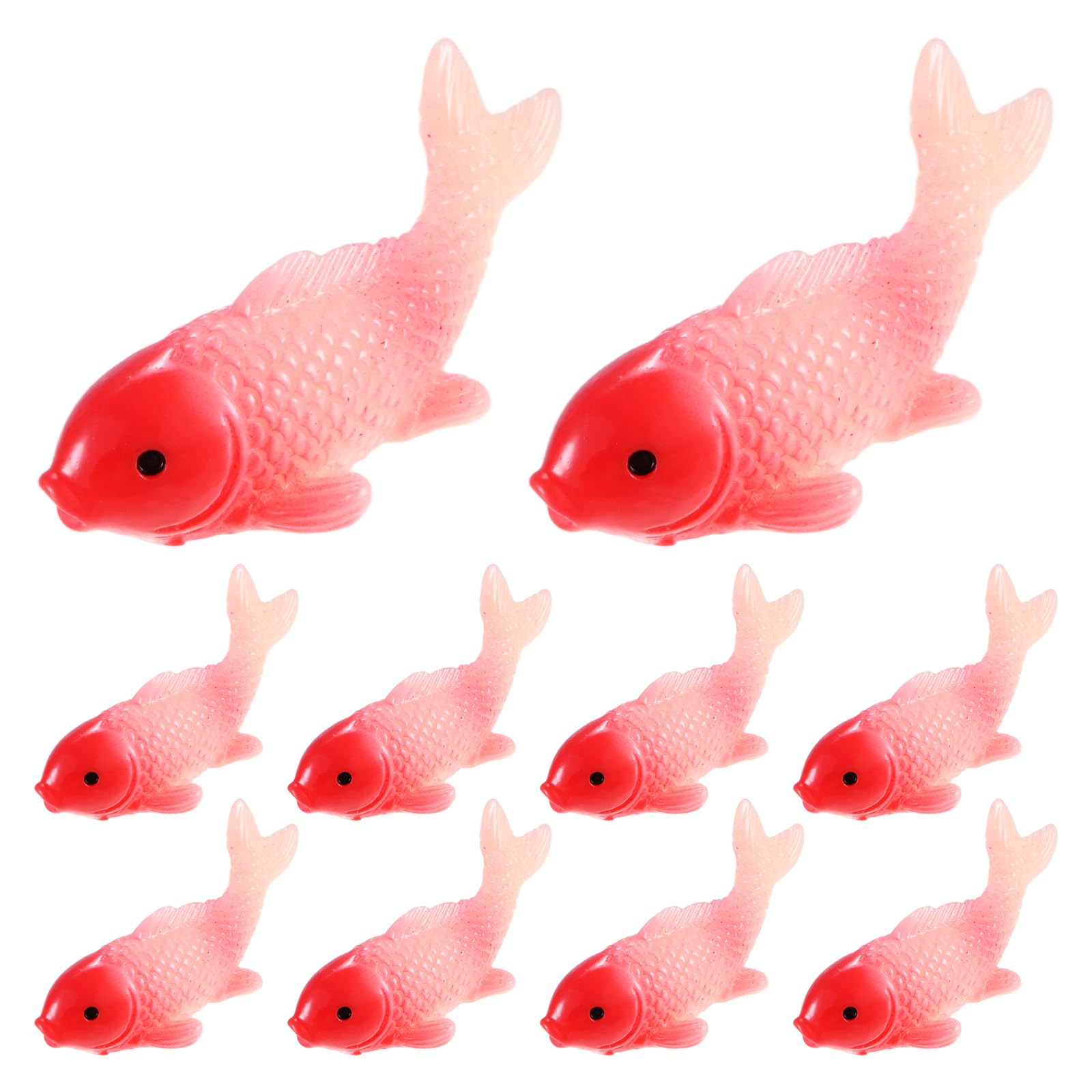M METERXITY 10-Pack Mini Fake Koi Goldfish Figurines, Resin Miniature Fake Goldfish Realistic Ornament Tiny Figurines Decor Bulk for Aquarium/Fairy Garden/Tank Decor [Large, Red]