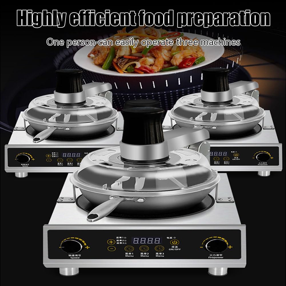 Macchina automatica per mescolare, dispositivo intelligente per friggere il riso, wok di miscelazione a 360° per mescolare e stufare, assistente di cucina facile da usare