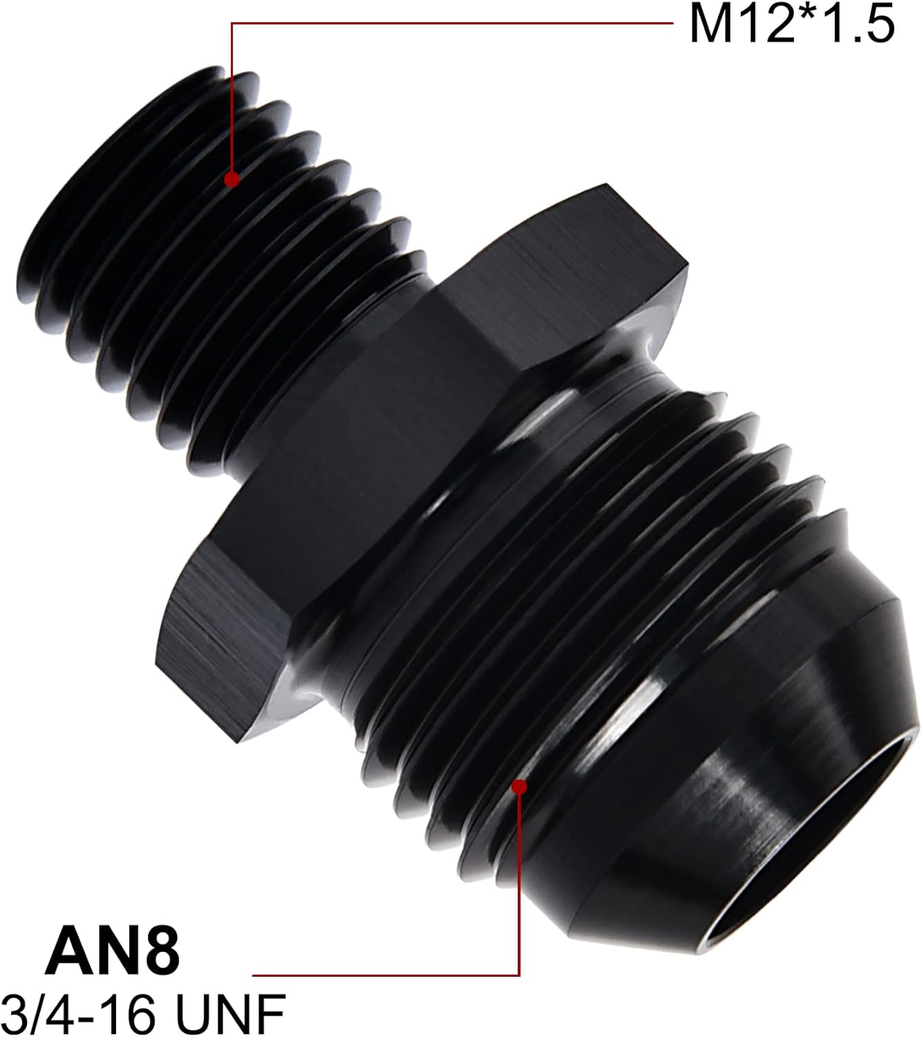 EVIL ENERGY 8AN Male to M12 x 1.5mm Male Metric Thread Fitting 2PCS Bundle with Adjustable 3AN-16AN Wrench Aluminum Red