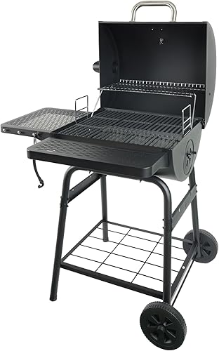 Grill Boss - Parrilla de barril de carbón de 23 pulgadas con rejilla ajustable, gran área de cocción, color negro