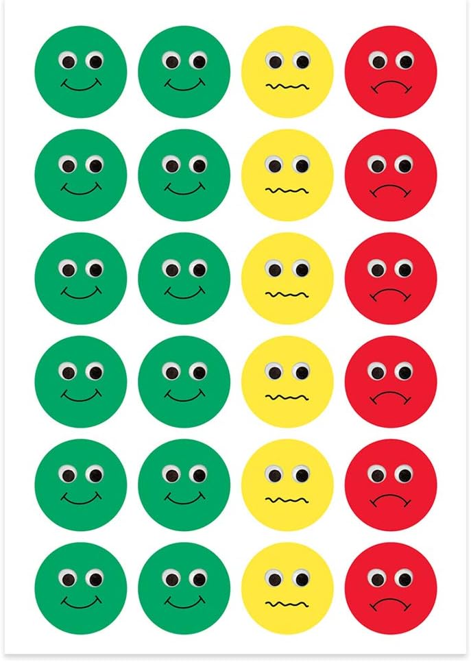 Hygloss Products Visual Behavior Stickers - Incentive Stickers for Students & Kids - Fun Traffic Light Colors - Red, Yellow & Green - 1” Stickers - 20 Sheets - 480 Stickers Per Pack