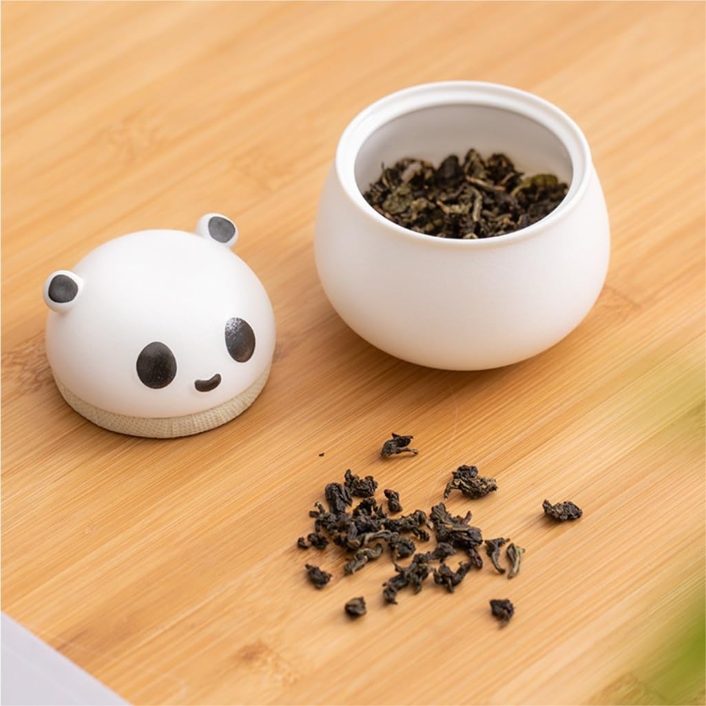 HLTYGWX Teedose, kreativer Panda, Vorratsdose für Massentee, Keramik, versiegeltes Glas, Küche, Snackdose, Bonbondose, Haushalt, grünes und schwarzes Teeglas, Teedose