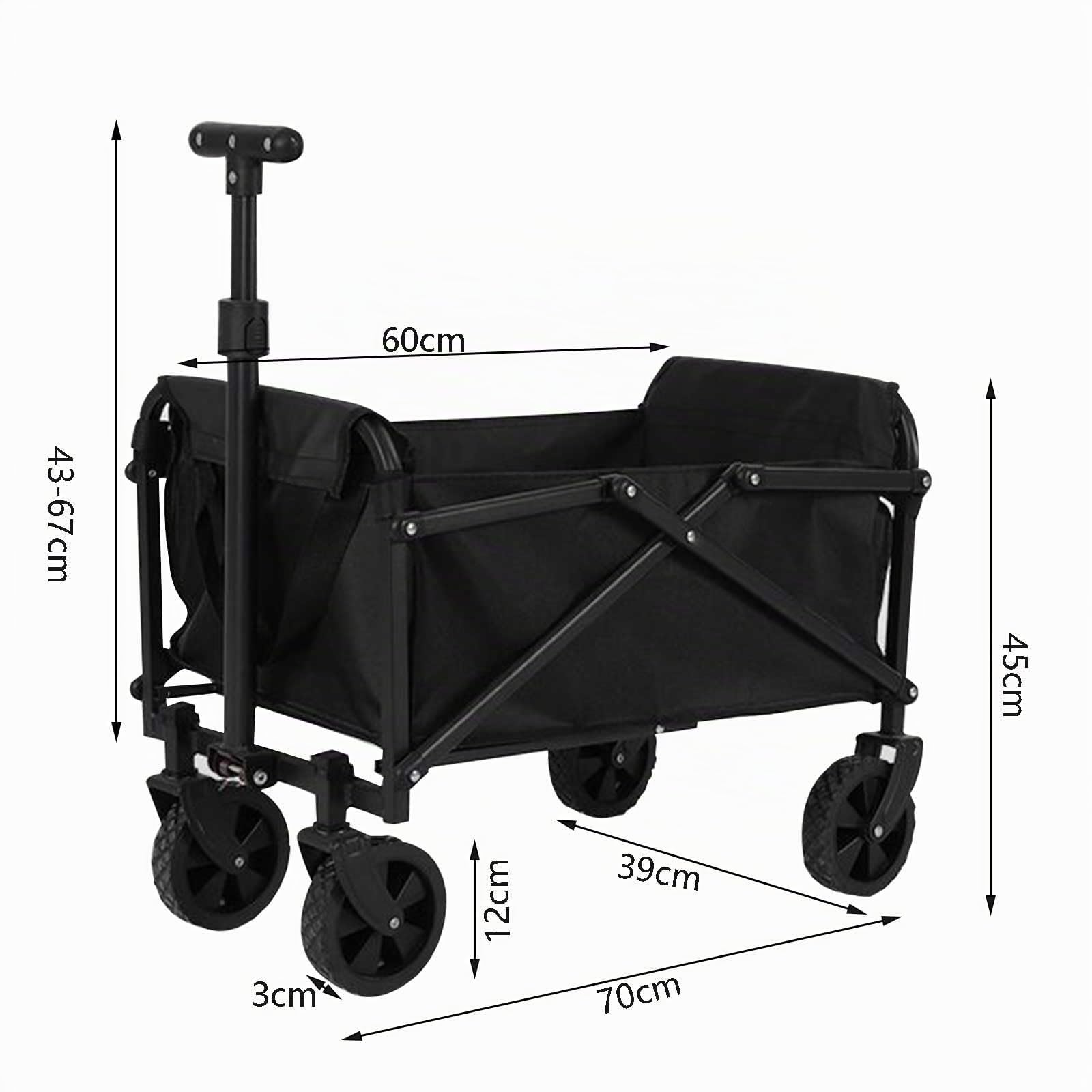 Carrello da giardino a mano, portata 150 kg, pieghevole, per il trasporto, da giardino, da spiaggia, robusto carrello multiuso per lo shopping, il campeggio, il giardino, la spiaggia