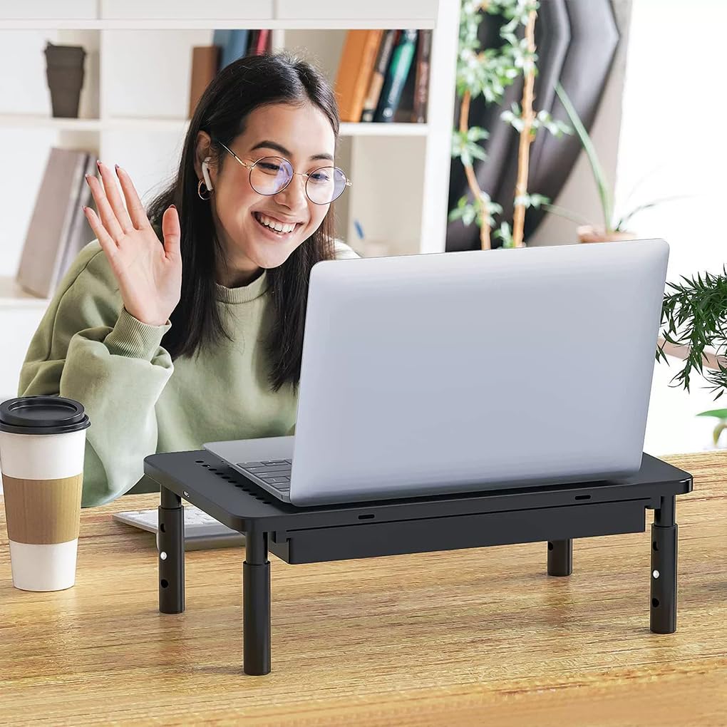 Support réglable pour ordinateur portable avec structure métallique robuste supportant jusqu'à 20 kg. Rehausseur pour tout appareil. Support