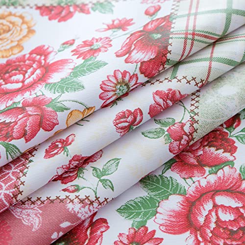 Liberecoo Square Vinyl Tablecloth 52 X 52 Inch Waterproof Art Flowers Table Cloth Stain-Resistant Scallop Edged Plastic Table Cover #TOP2