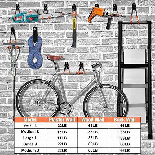 Laosge 2 Pack Garage Storage Utility Hooks, Garage Garden Tool Organizer, Hanging Utility Wall Mount Hooks, Heavy Duty U-Hooks Tool Storage Organizer #TOP5