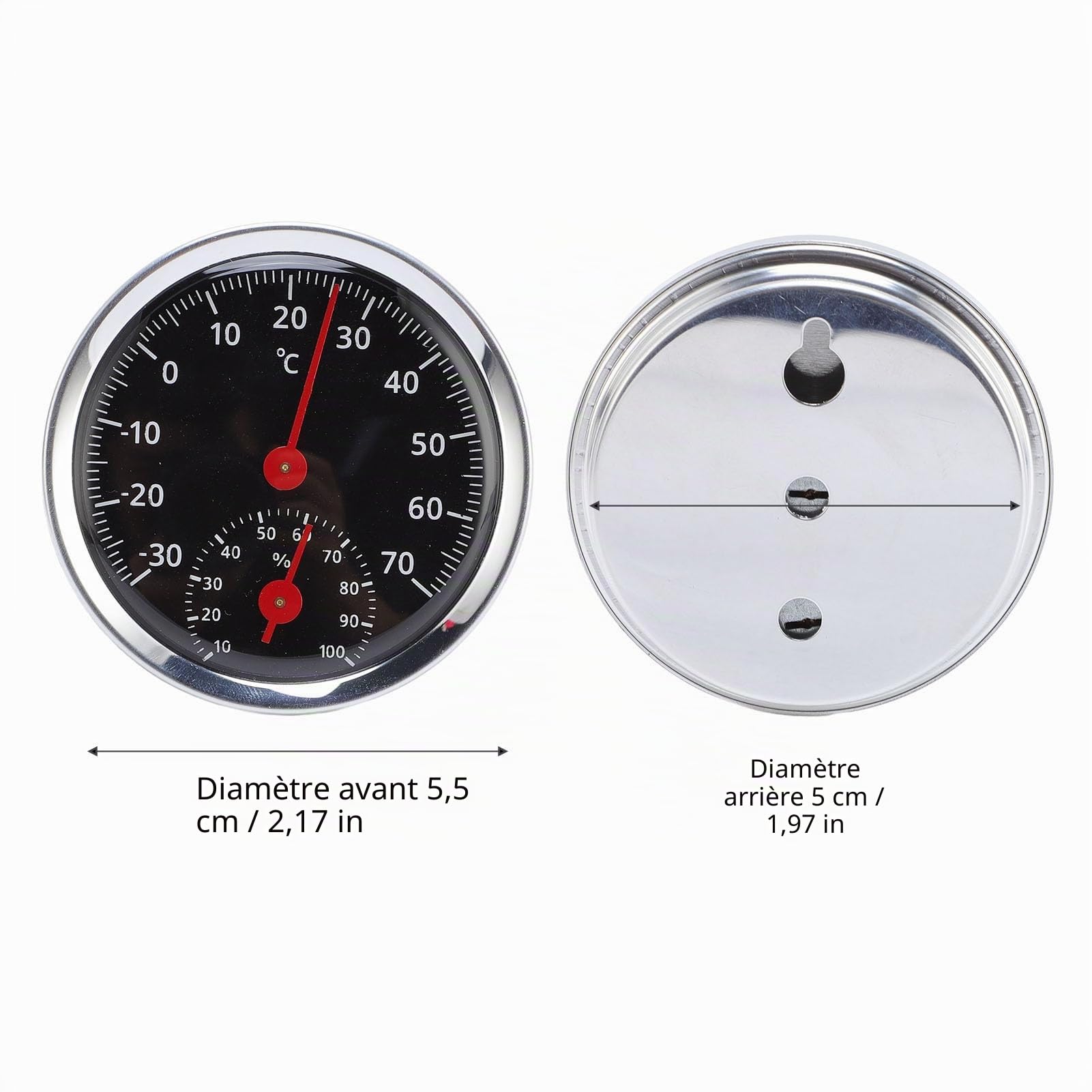 VBESTLIFE Hygromètre de Thermomètre en Voiture, Mécanique sans Batterie Compteur Extérieur Intérieur avec Haute Précision -30 ° C à 70 ° C pour la Maison, la Voiture, la Serre