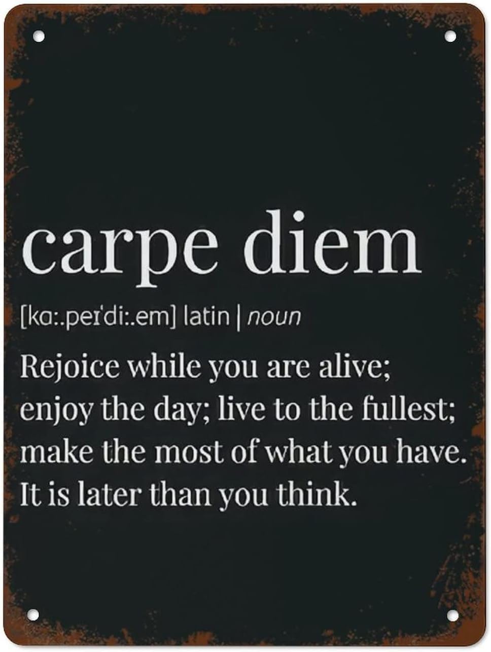Biopracess Carpe Diem Print Carpe Diem Definition Funnyes Metal Sign Retro Vintage Tin Sign Metal Poster Wall Art Decor 8x12 Inches