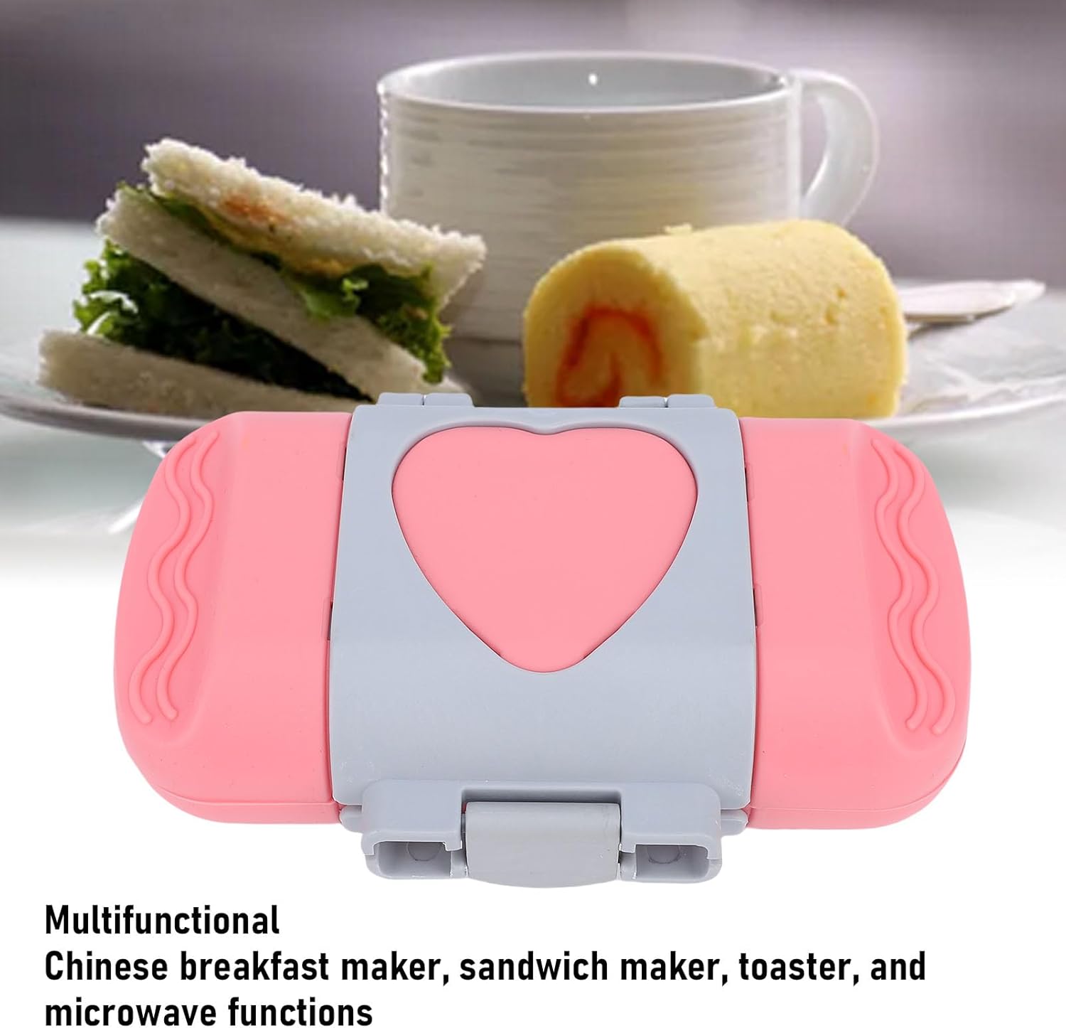 AUNMAS Sandwich Maker, Non Stick Electric Indoor Panini Press Breakfast Grilled Machine for Home Kitchen Quesadillas Burgers, Aluminum Alloy, Pink