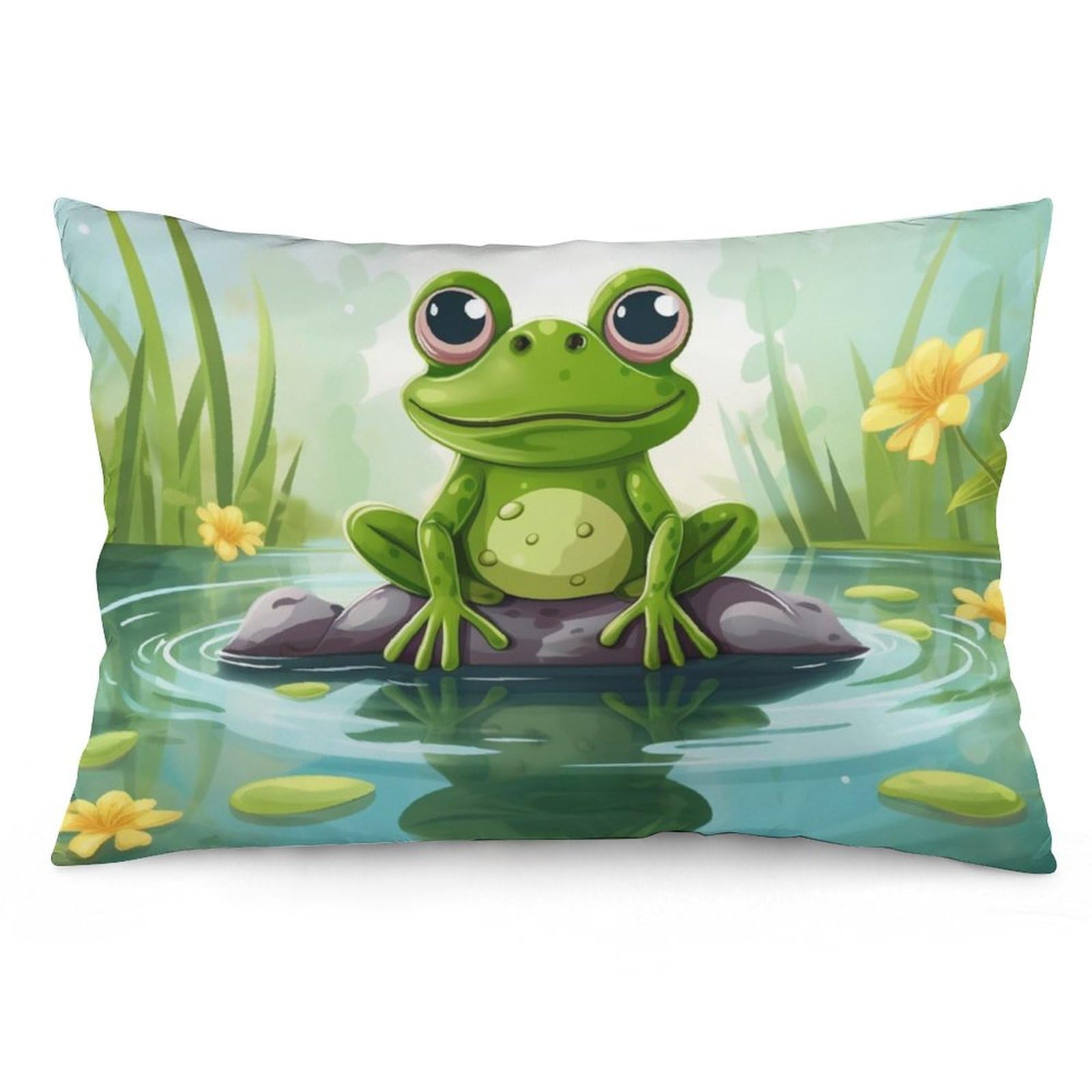 NTVOWPZO 2 Pack Decoration Throw Pillow Covers 20"x30" Pillowcases Covers Frog in A Pond Pillowcases Modern Farmhouse Home Decor Sofa Cushions Covers for Couch Bed Living Room