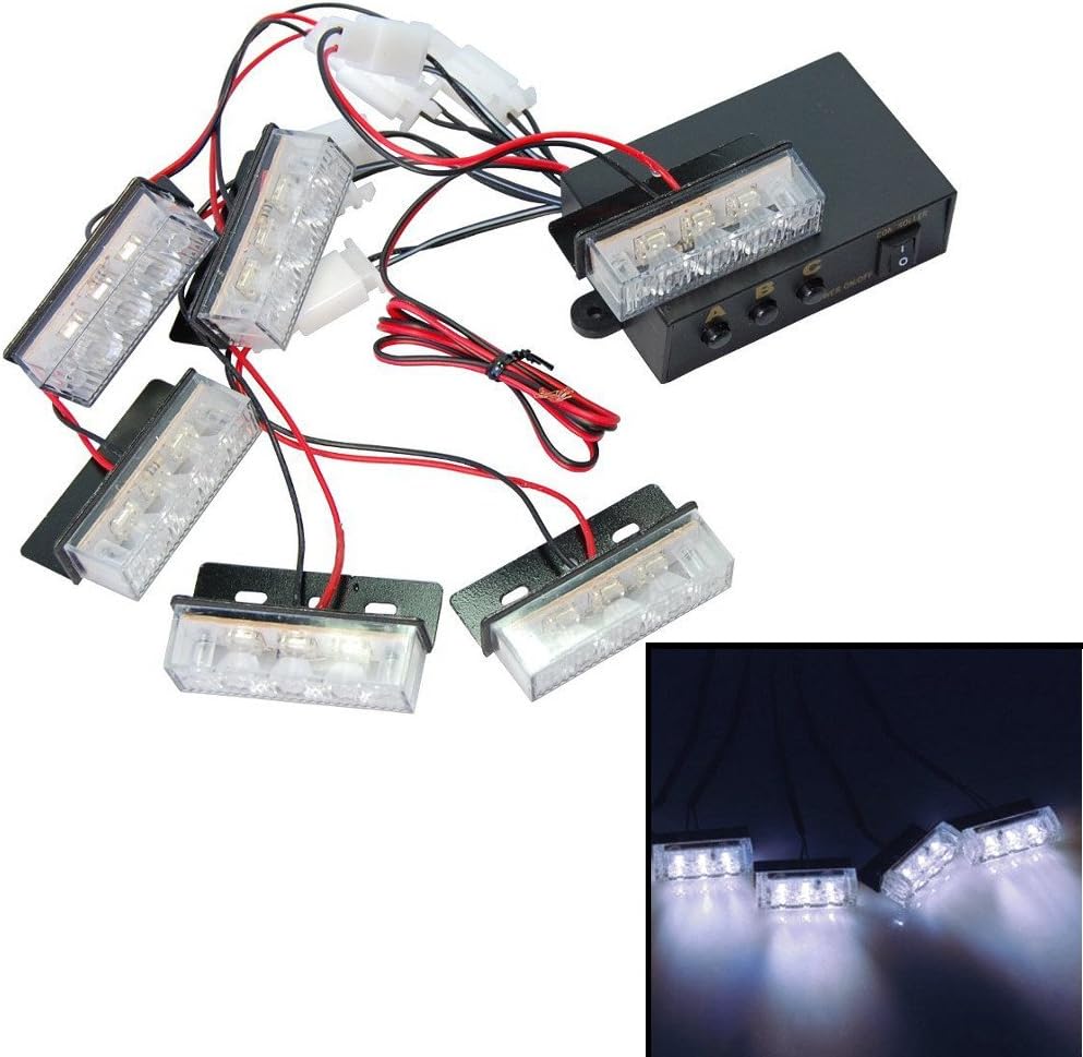 HQRP White 18 LED Emergency Vehicle Strobe Flash Lights for Front Grille/Deck or Rear plus HQRP Coaster