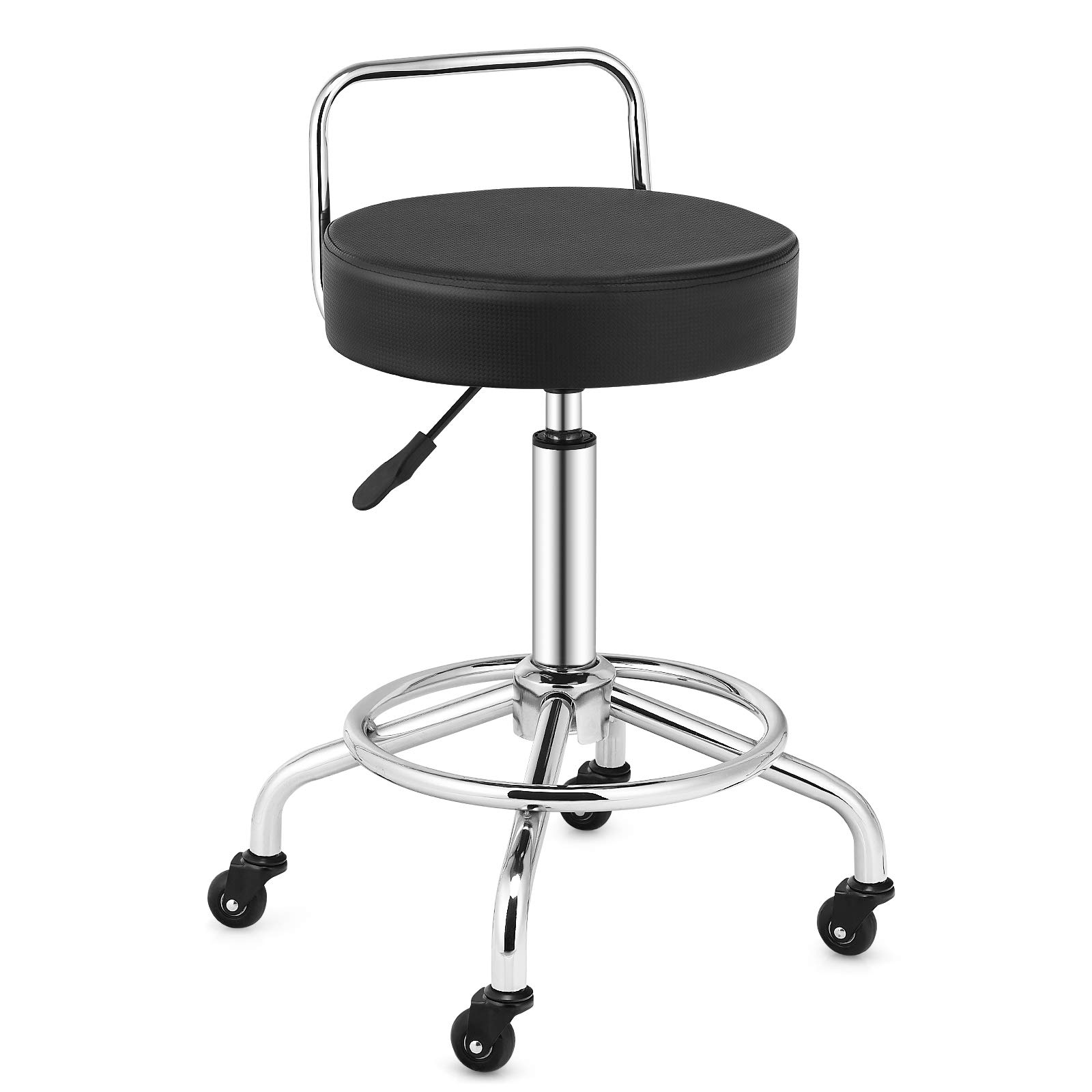 ARLIME Rolling Drafting Stool Chair, Height Adjustable Rolling Stool W/ Swivel Wheels, Ergonomic Backrest & Well-Cushioned Seat, Heavy Duty Stool for Massage, Salon, Tattoo, Salon