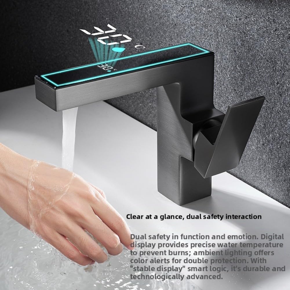 Luz LED de grifo alimentada por agua, iluminación ambiental ecológica para baño con pantalla digital, sensor de flujo de agua de bajo consumo (blanco) para iluminación instantánea