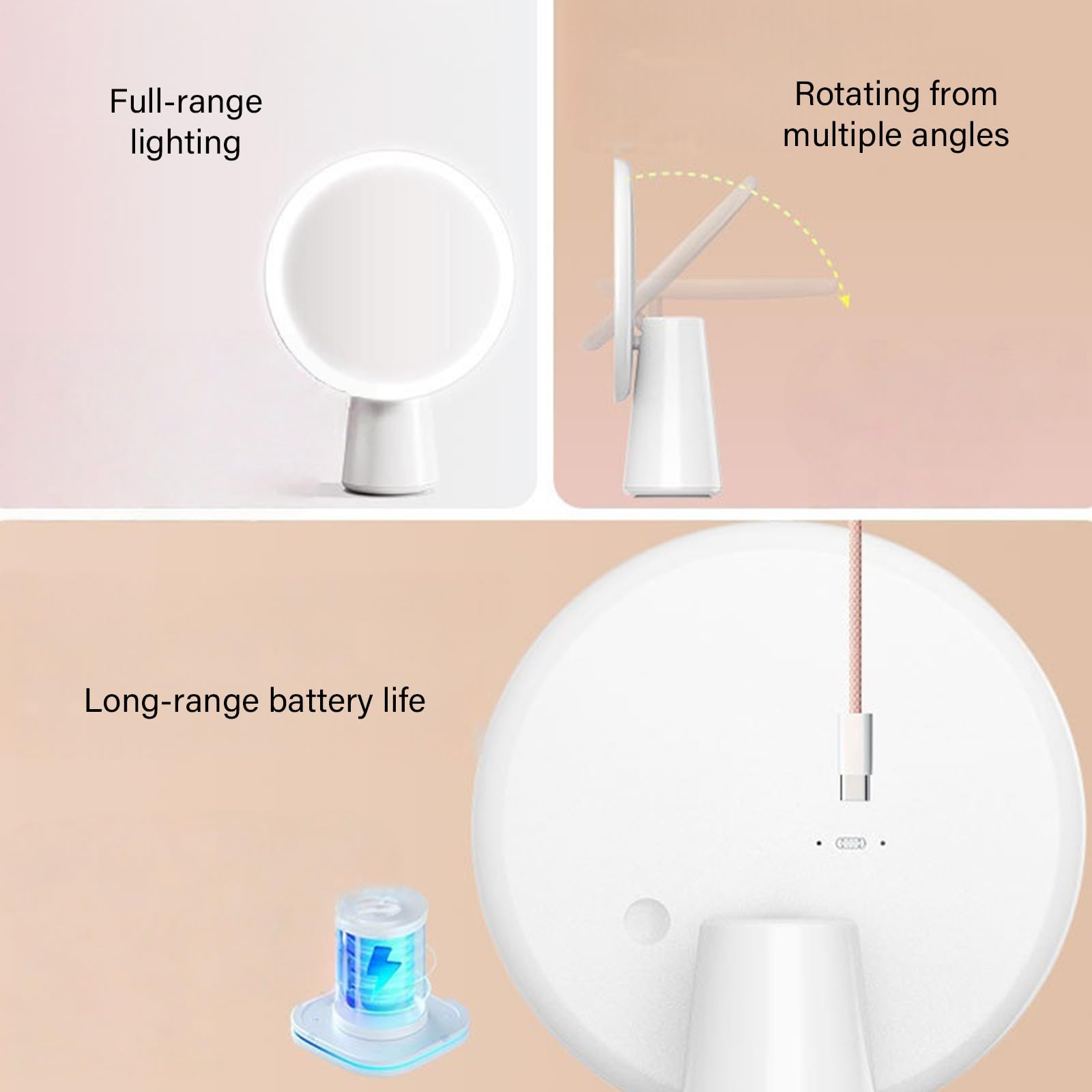 Illuminazione realistica Touch Control Dimmable LED Occhiali cosmetici ricaricabili Applicazione precisa Rotazione laterale