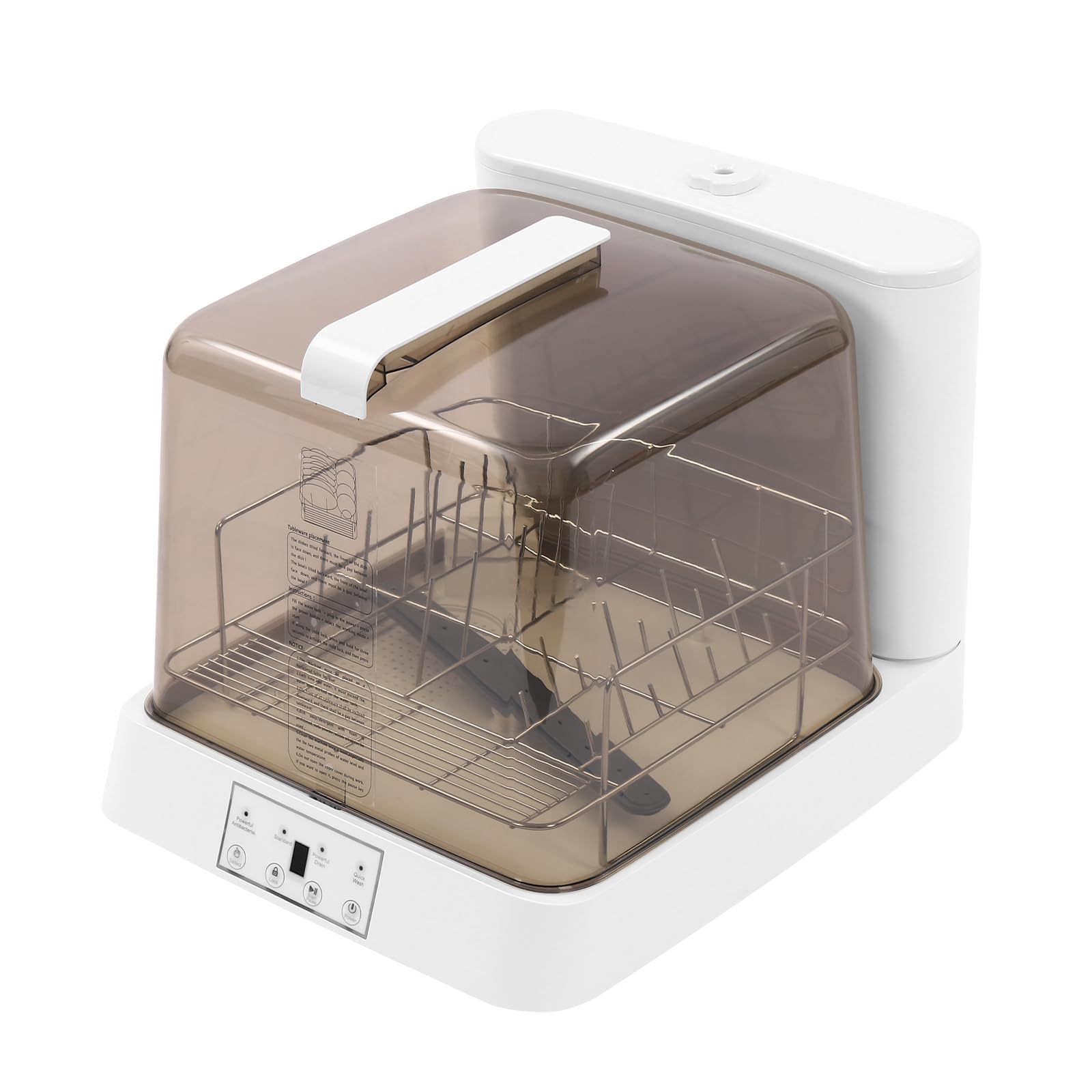 Lavastoviglie Portatile Lavastoviglie Automatico con Serbatoio Mini Lavastoviglie per Appartamenti Dormitori e Camper Bianco Marrone