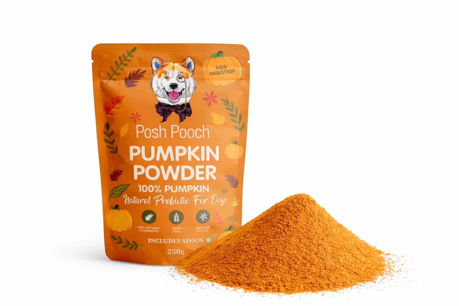 Pumpkin Powder for Dogs Pumpkin Powder For Dogs Perfect Food Topper Food Super Rich in Fibre and Prebiotics For Pets Gut, Anal Glands & Maintains Healthy Stools (250 Grams)