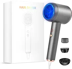 Secador de cabelo iônico profissional | Poderoso secador de cabelo de baixo ruído | Temperatura constante para secagem rápida do cabelo | com difusor de cabelo, bocal cluster e pente para cacheados
