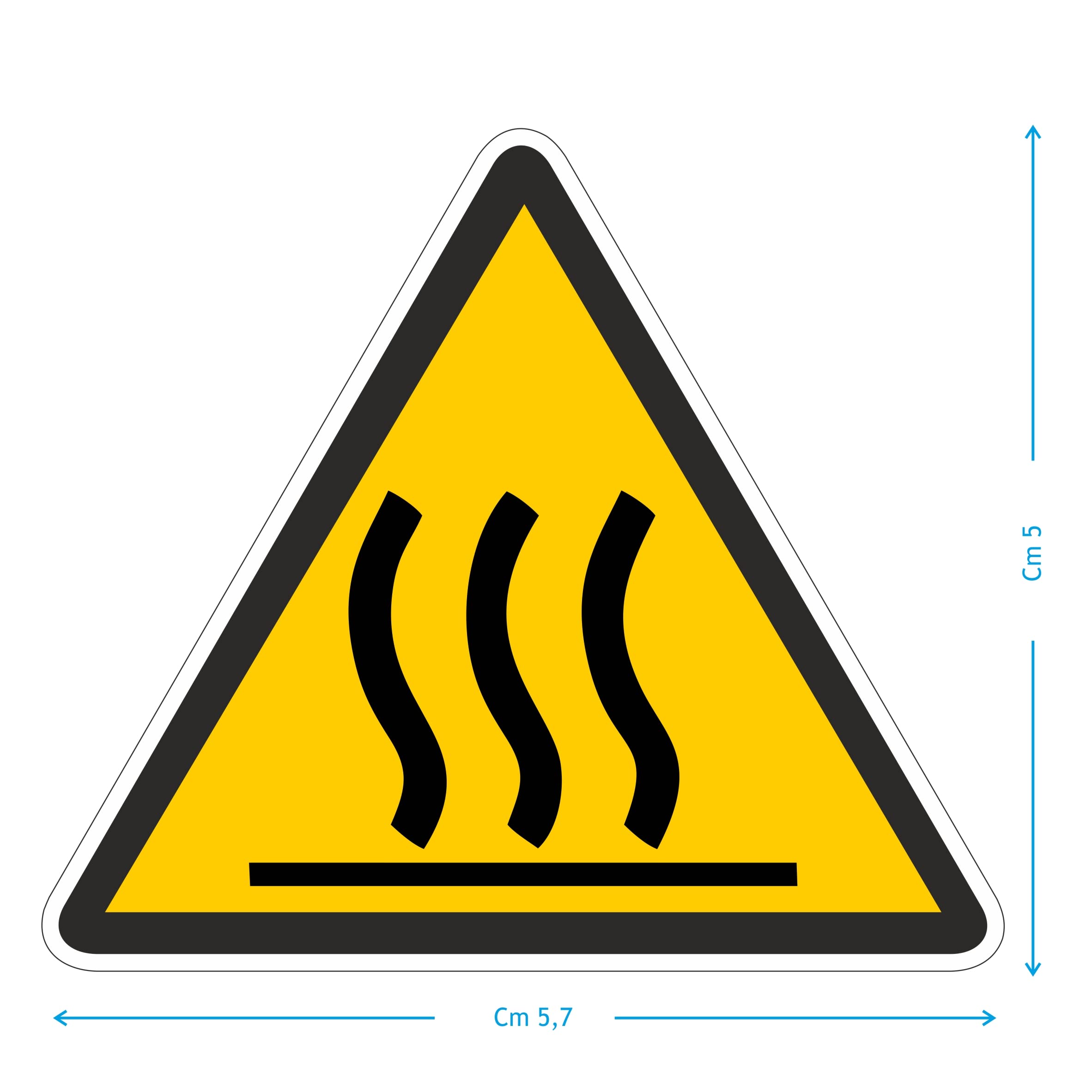 Pubblimania Adesivi Superfici calde temperature elevate pericolo cm 5x5,7 (15 Superficie Calda)