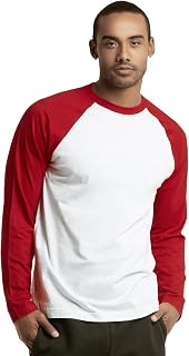 TOP PRO Men's Full Length Sleeve Raglan Cotton Baseball Tee Shirt