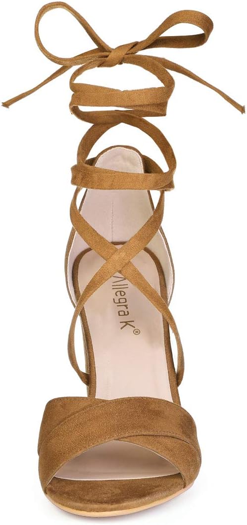 Allegra K Women's Heeled Lace up Brown Sandals - 7.5 M US - Image 2