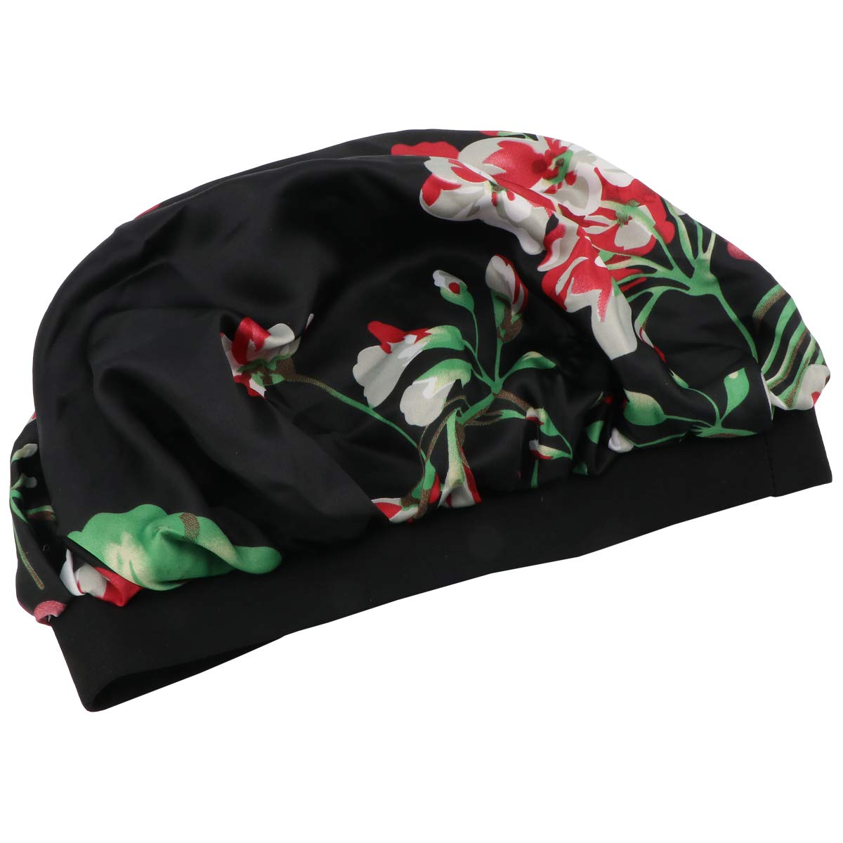 Cuffia Notte Chioma in Raso Nera, Bordo Elastico, Adulti | Adatta per Sonno e Viaggio, Traspirante e Portatile, Accessorio Chioma Vestibilità Ampia
