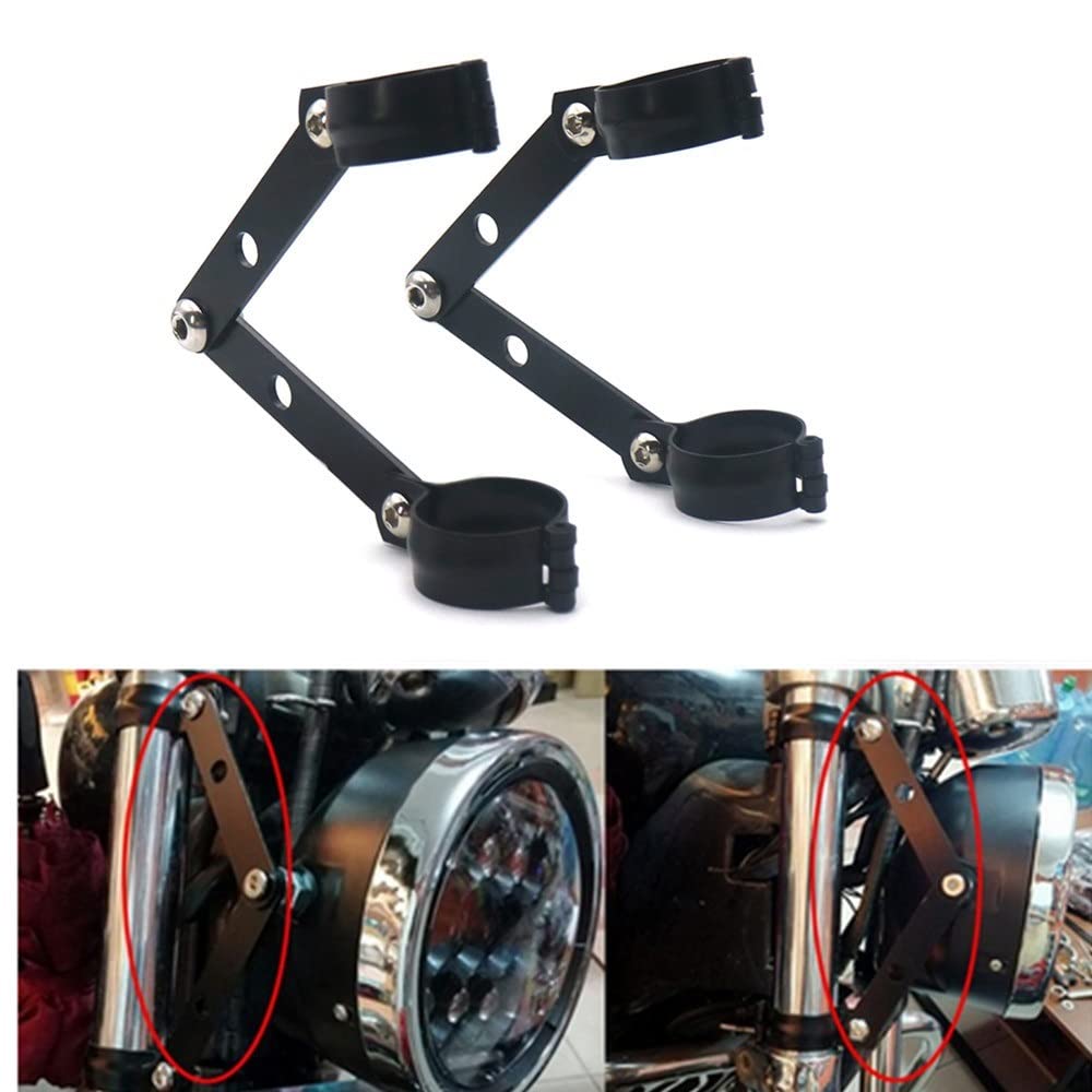 Karfri Motorfiets koplampbeugel 34 mm-60 mm motorfiets chroom metalen koplamp montagebeugel vork richtingaanwijzer klem motorfiets koplampbeugels (kleur: 46 mm