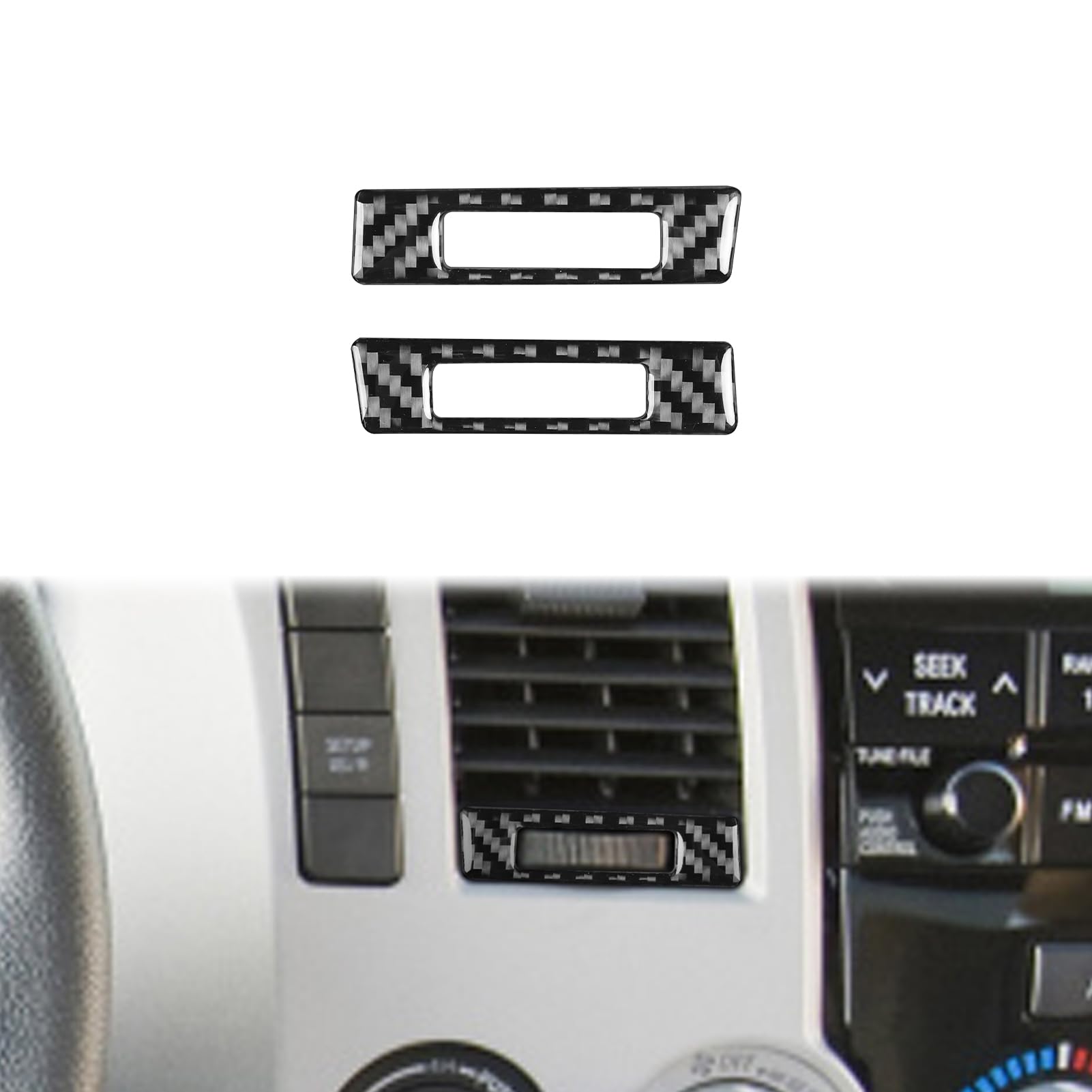 Car Interior Accessories Carbon Fiber Veneer Sticker for Main Driver's Left and Right Vents Compatible with Toyota Tundra 2007 2008 2009 2010 2011 2012 2013
