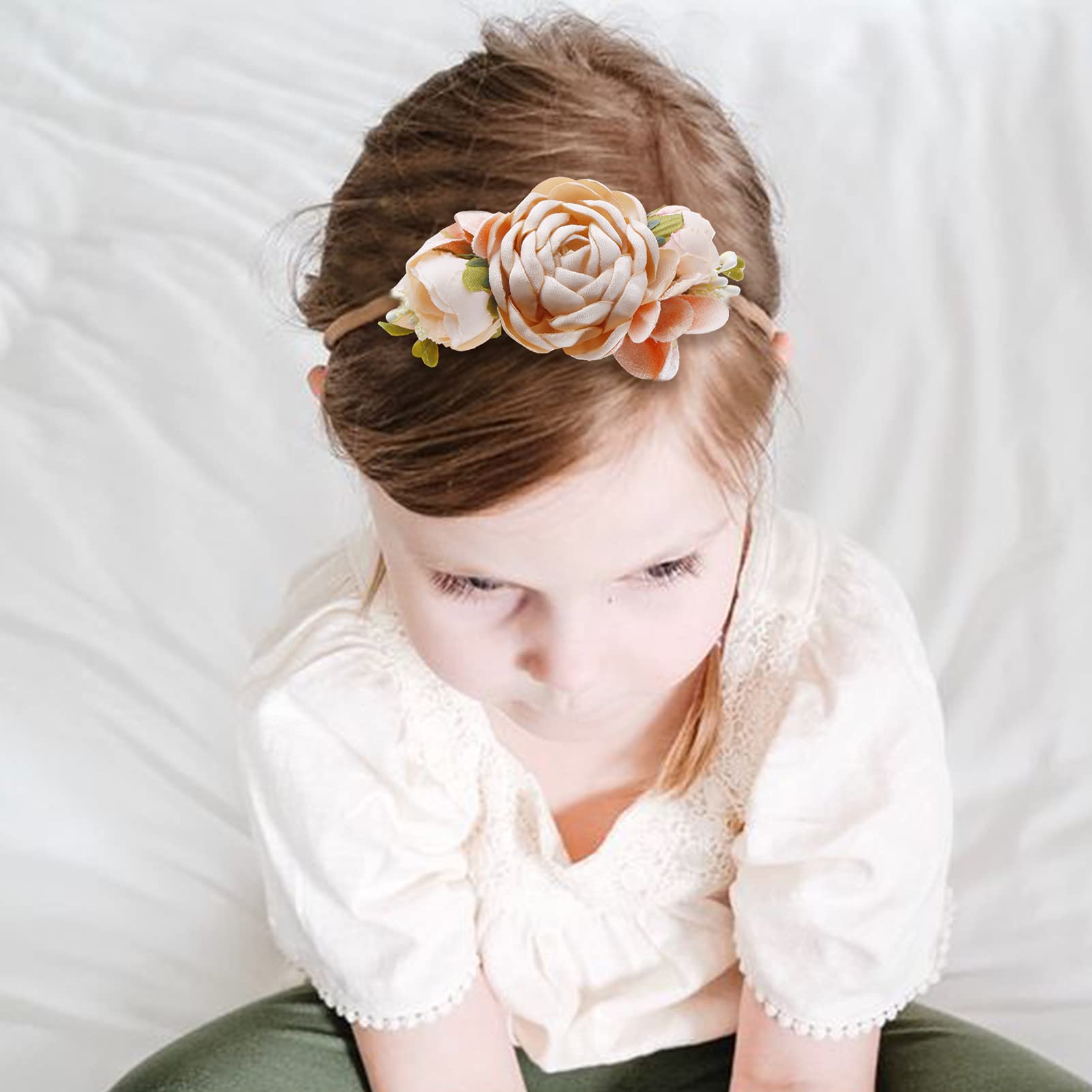 Diadema floral de nailon con corona de flores, 3 piezas de accesorios para el cabello, regalo para niñas, tamaño elástico, 3 piezas/juego