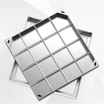 Large Manhole Cover,Square Invisible Manhole Cover and Frame,Recessed Sewage Basin Covers,with Down Removable,Lid Reinforced Steel for Durability5cm,40 * 40cm/15.7 * 15.7in