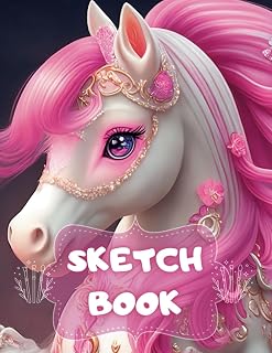 Sketch Book: Notebook for Painting, Writing, Drawing or Doodling, 120 Pages, 8.5x11, Pink Pony Cover