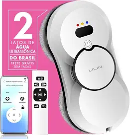 Lilin Robô de Limpeza de Janelas HCR10, Robô Limpa Vidros Controle de APP, 110/220V Bivolt, Pulverização ultrassônica de bico duplo, Equipado com Planejamento inteligente de caminho, Sensor antiqueda