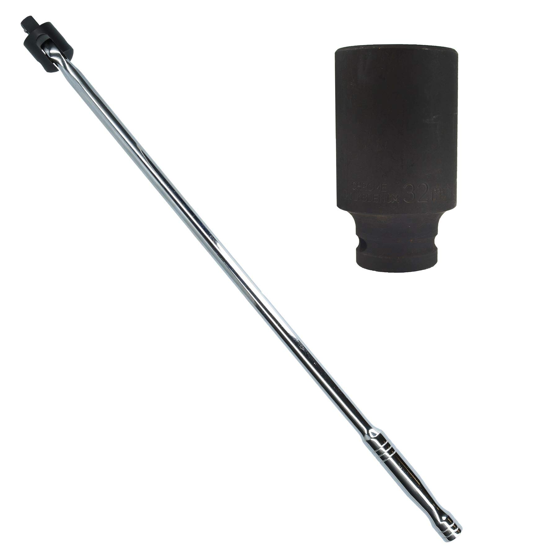 Ab Tools 1/2" Drive 24" Breaker Power Knuckle Bar With 32Mm Metric Deep Impact Socket