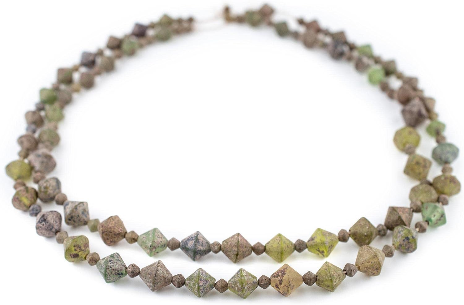 The Bead Chest Ancient Style Bicone Glass Beads 9mm Afghanistan Multicolor 30 Inch Strand (15 Inch Strand of Beads)