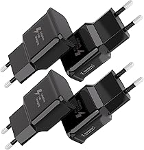 Chargeur Mural USB Adaptatif à Charge Rapide, 4-Pack Charge Rapide Adaptateur Chargeur USB de Voyage pour Samsung Galaxy S21 S20 S10 S9 S8 S7 Edge Plus, Note 8 9 10, A03 A13 A23 A32 A54 iPhone