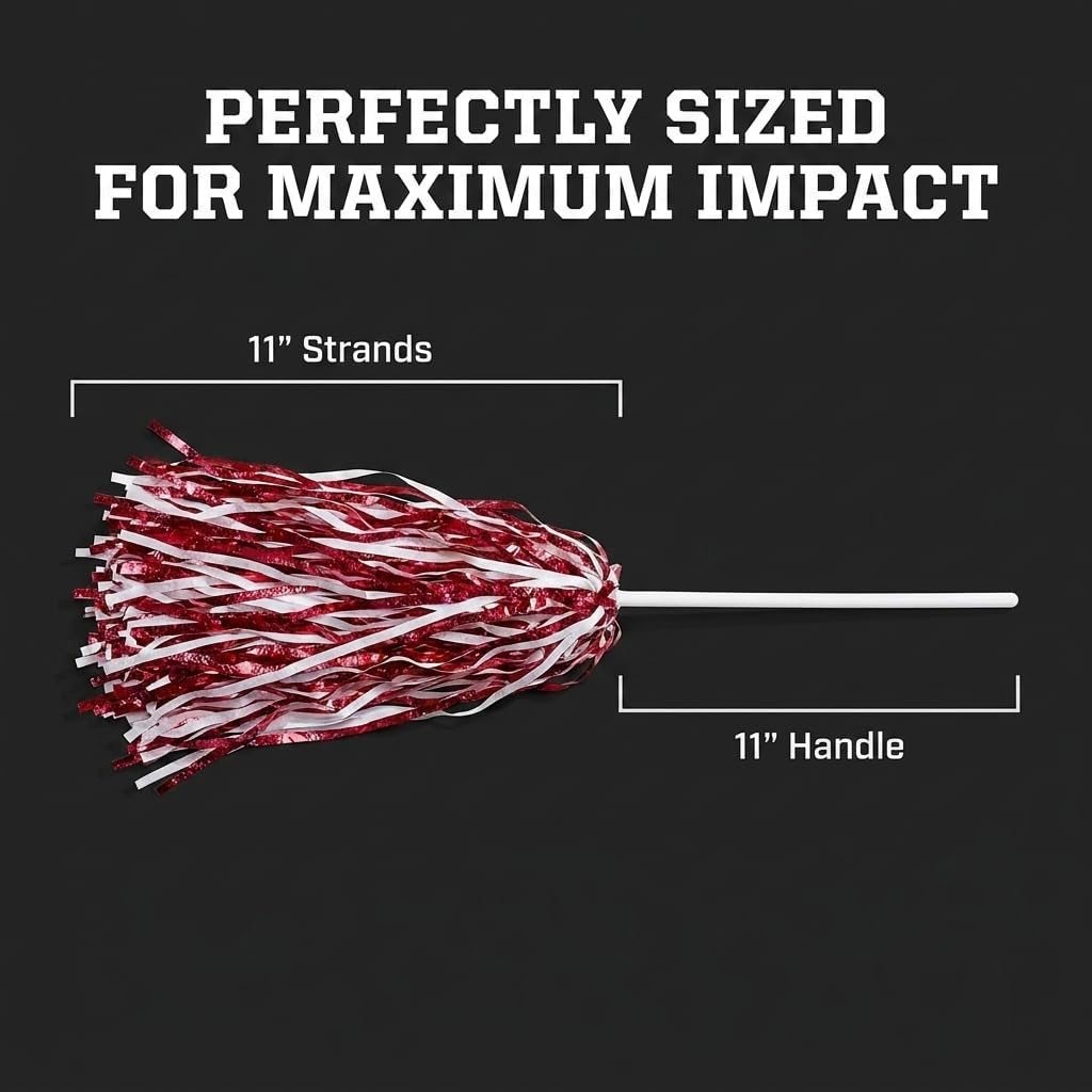 Metallic Maroon and White Foil Textured School Spirit Shakers- Pack of 10 thumbnail