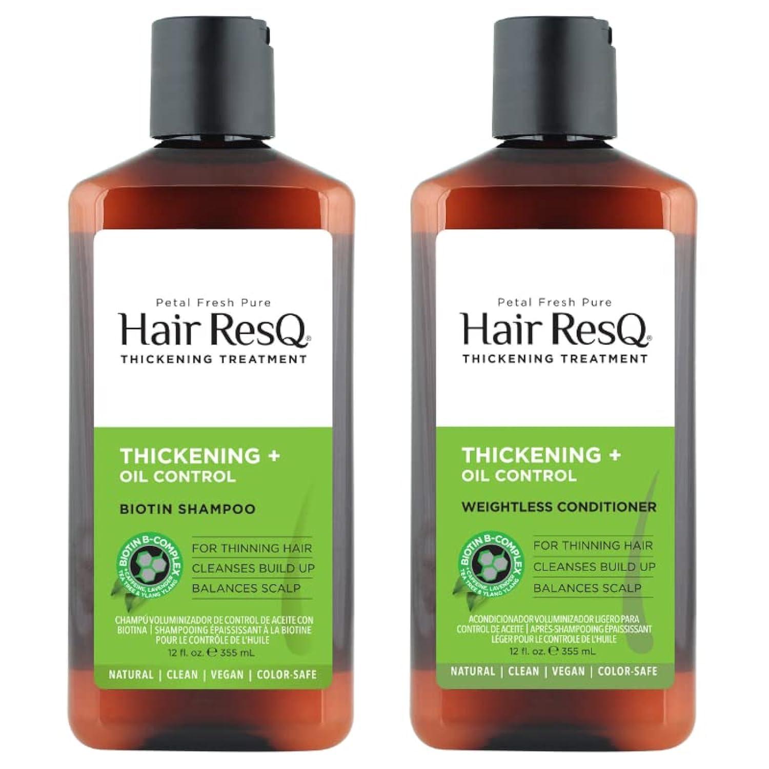 Petal Fresh Hair ResQ Thickening + Oil Control Shampoo & Conditioner With Biotin - 355 * 2 ML | Foir Oily, Greasy Scalp | Removes Excess Oil | Sulphate & Silcone Free