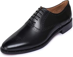Amazon.com | Handmade Brogue Oxford Genuine Leather Lace up Dress Shoes- Black | Oxfords